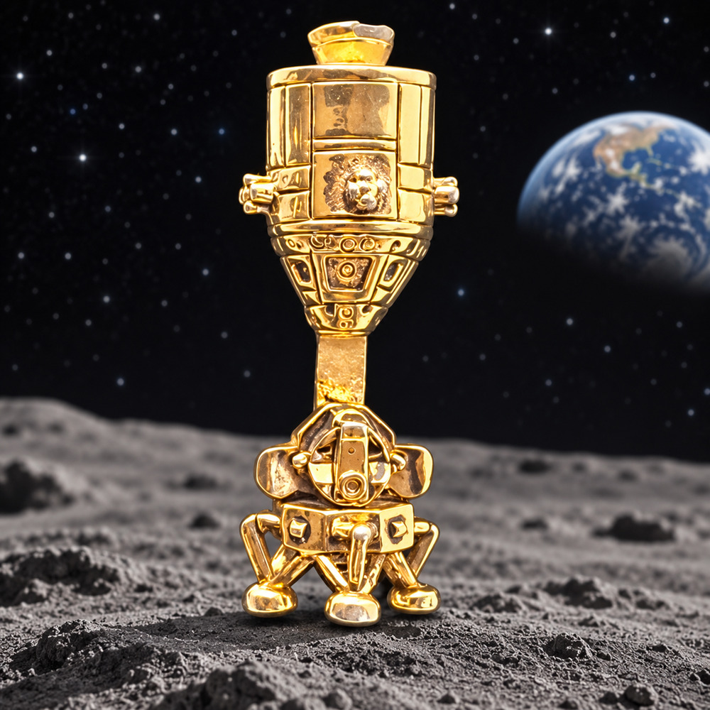 Vintage Apollo Command Module Lunar Lander Tie Clip NASA Space Age 1960s 1.5”